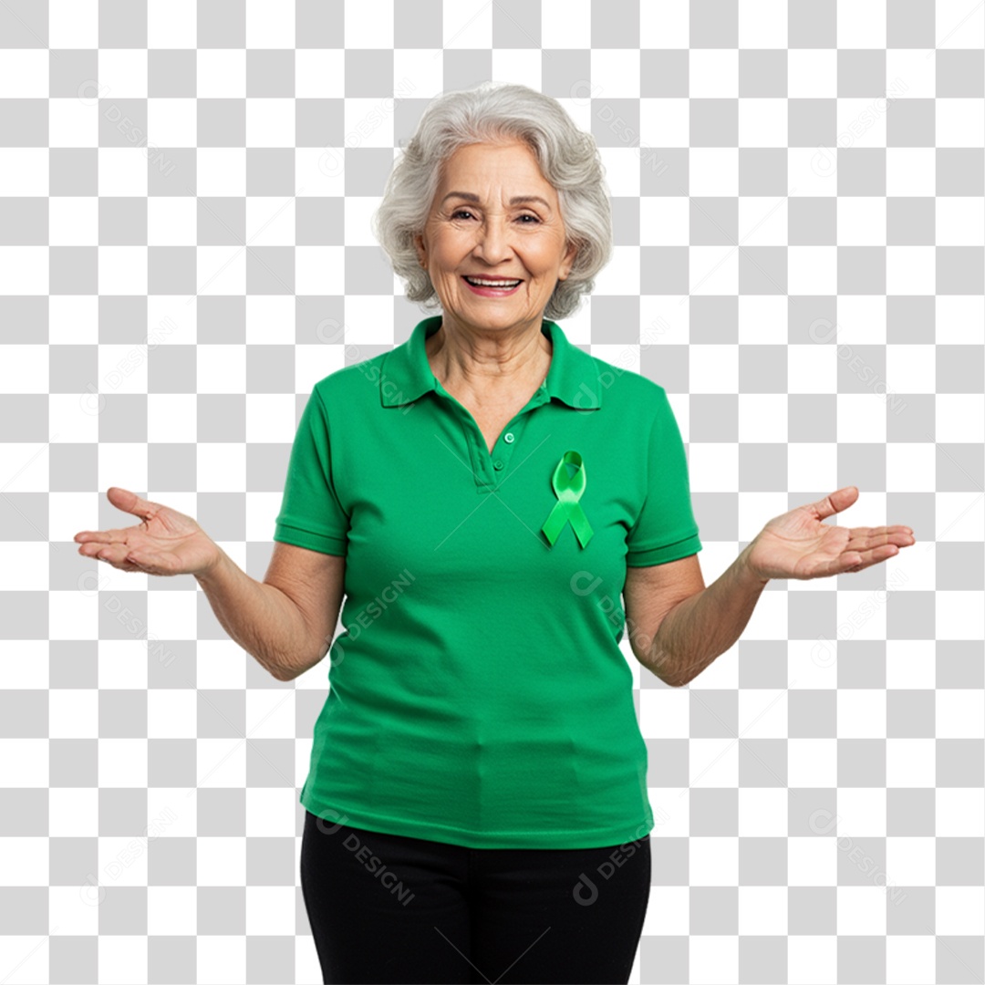 Mulher em Campanha de Conscientização Setembro Verde PNG Transparente