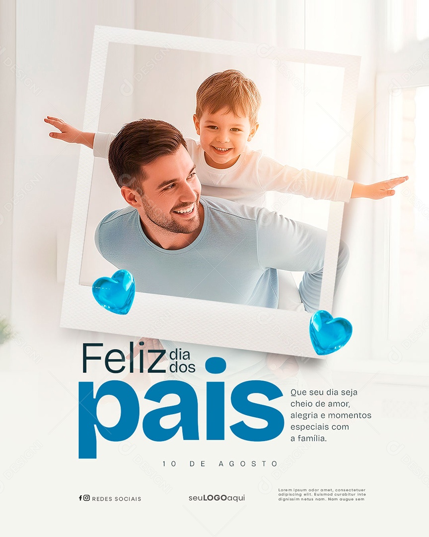 Feliz Dia Dos Pais 11 de Agosto Social Media PSD Editável