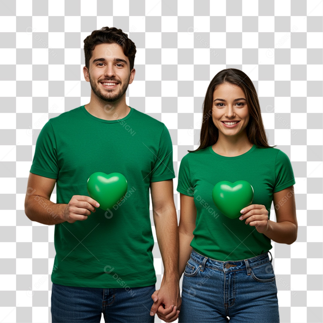 Homem e Mulher em Campanha de Conscientização Setembro Verde PNG Transparente