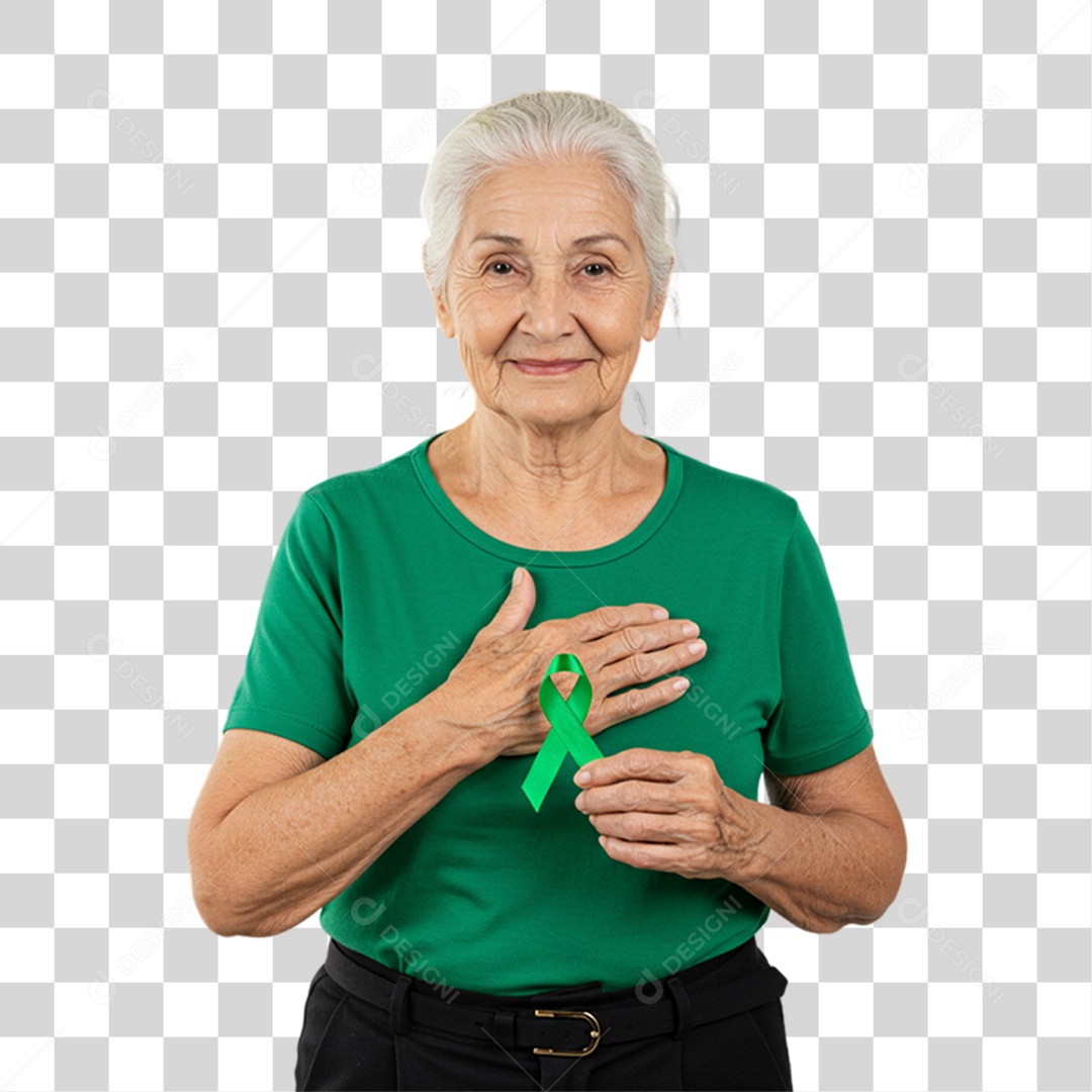 Mulher em Campanha de Conscientização Setembro Verde PNG Transparente