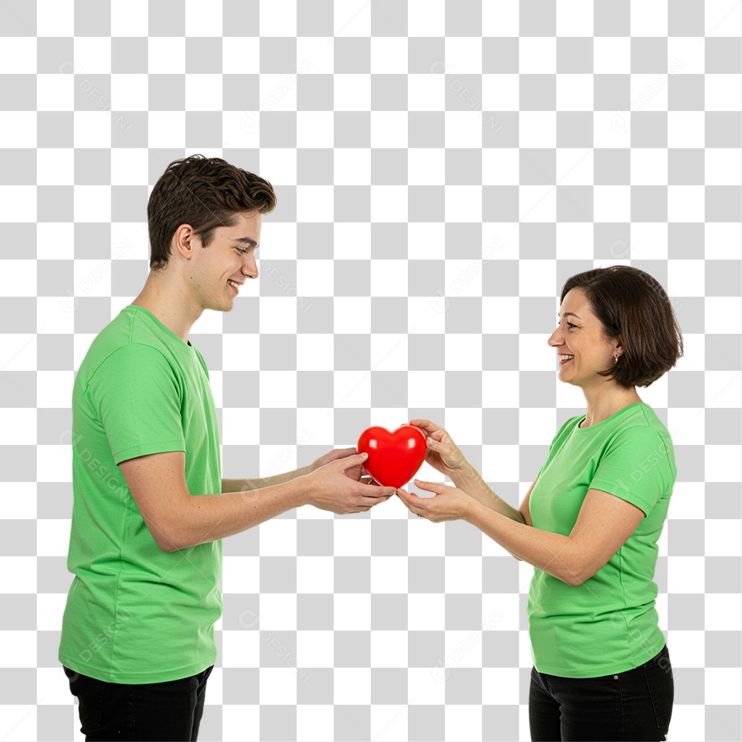 Homem e Mulher em Campanha de Conscientização Setembro Verde PNG Transparente