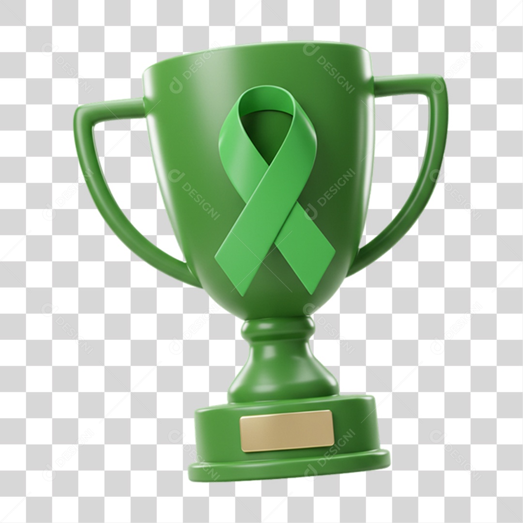 Taça Laço Campanha de Conscientização Setembro Verde PNG Transparente