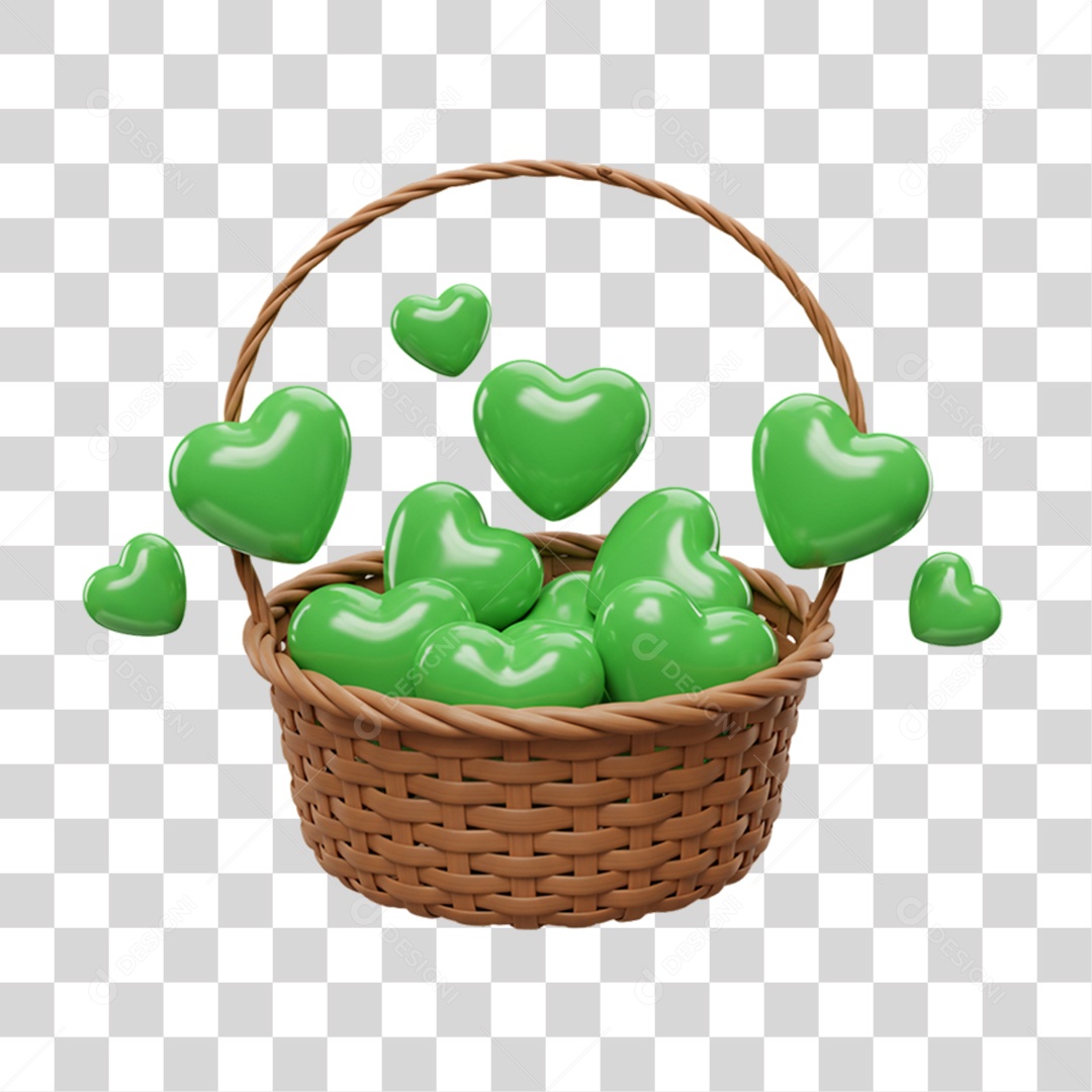 Cesta de Corações Campanha de Conscientização Setembro Verde PNG Transparente