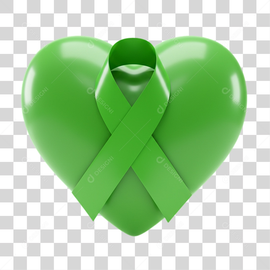 Coração Campanha de Conscientização Setembro Verde PNG Transparente