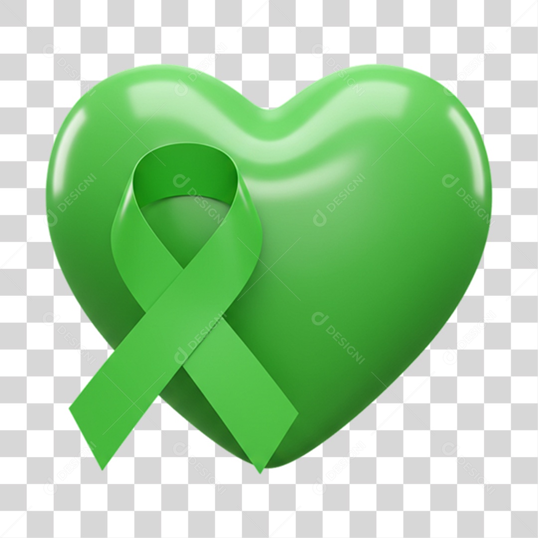 Coração Campanha de Conscientização Setembro Verde PNG Transparente