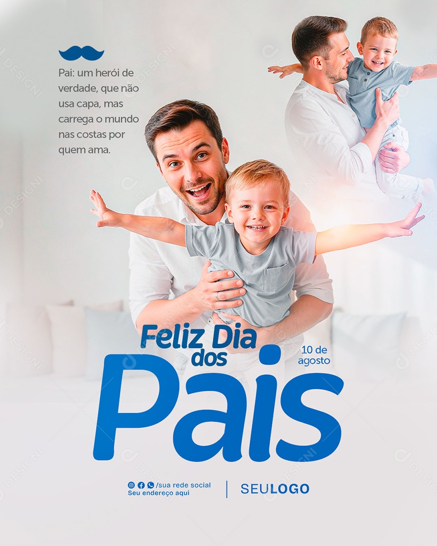 Feliz Dia Dos Pais 11 de Agosto Social Media PSD Editável