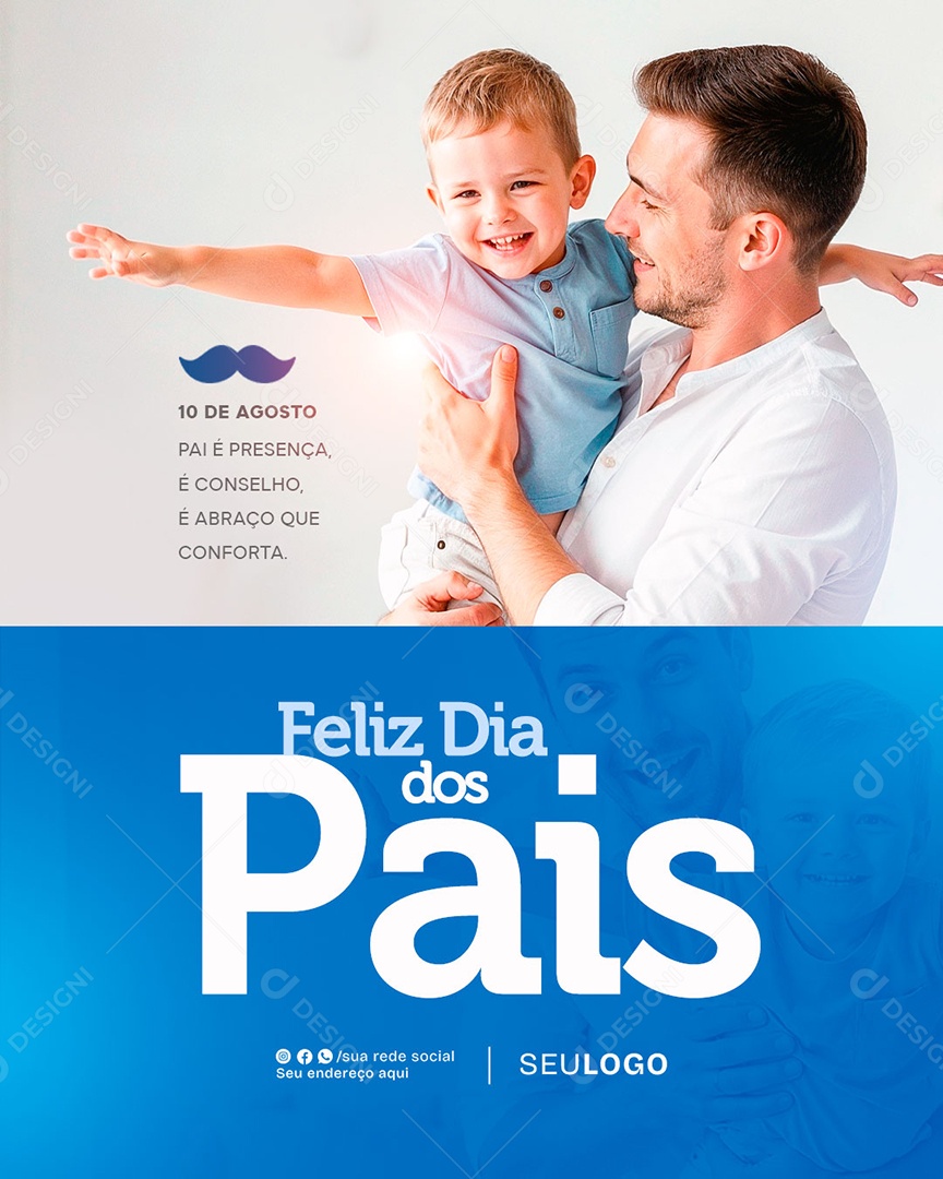 Feliz Dia Dos Pais 11 de Agosto Social Media PSD Editável