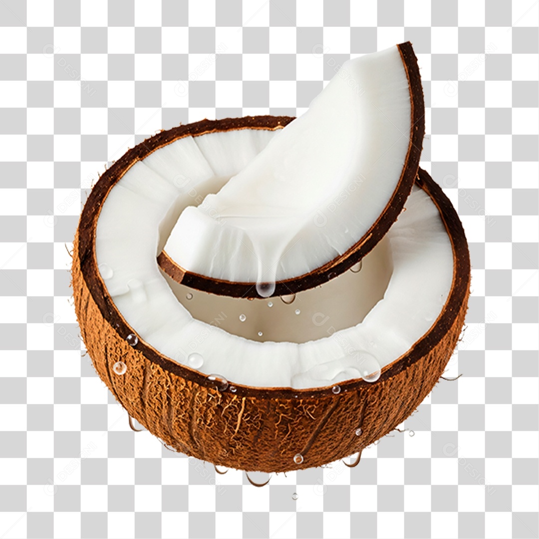 Coco Seco Partido ao Meio PNG Transparente