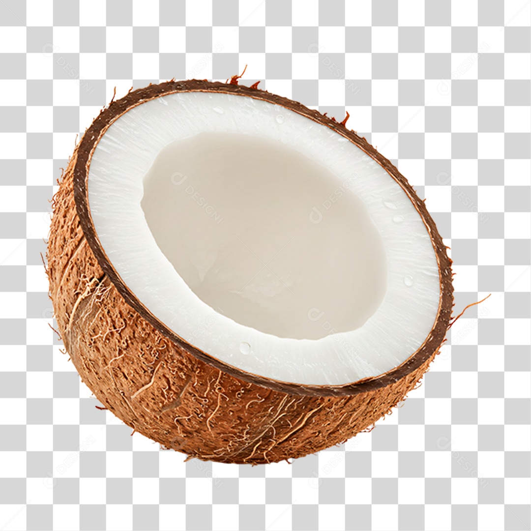 Coco Seco Partido ao Meio PNG Transparente