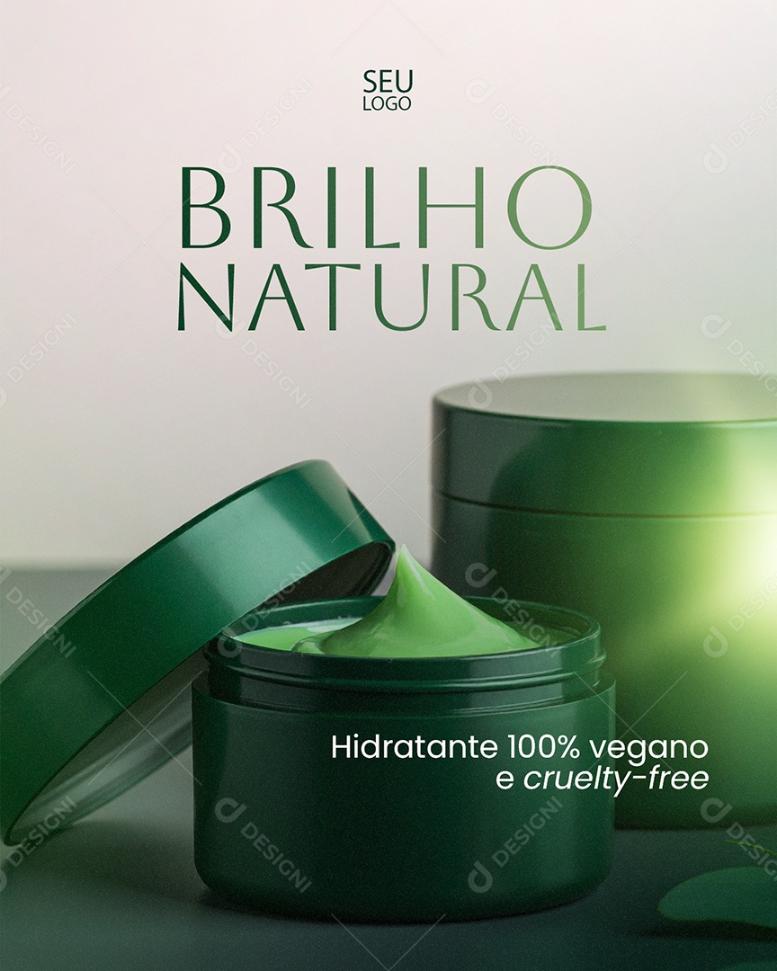Social Media Brilho Natural Hidratante Vegano PSD Editável