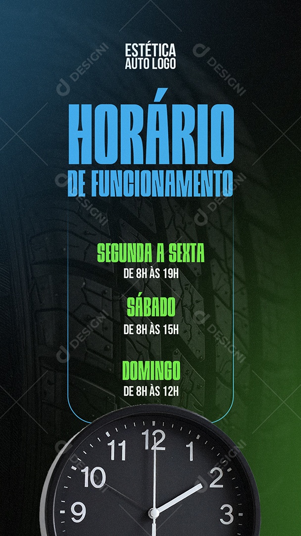 Social Media Estética Automotiva Horário de Funcionamento PSD Editável