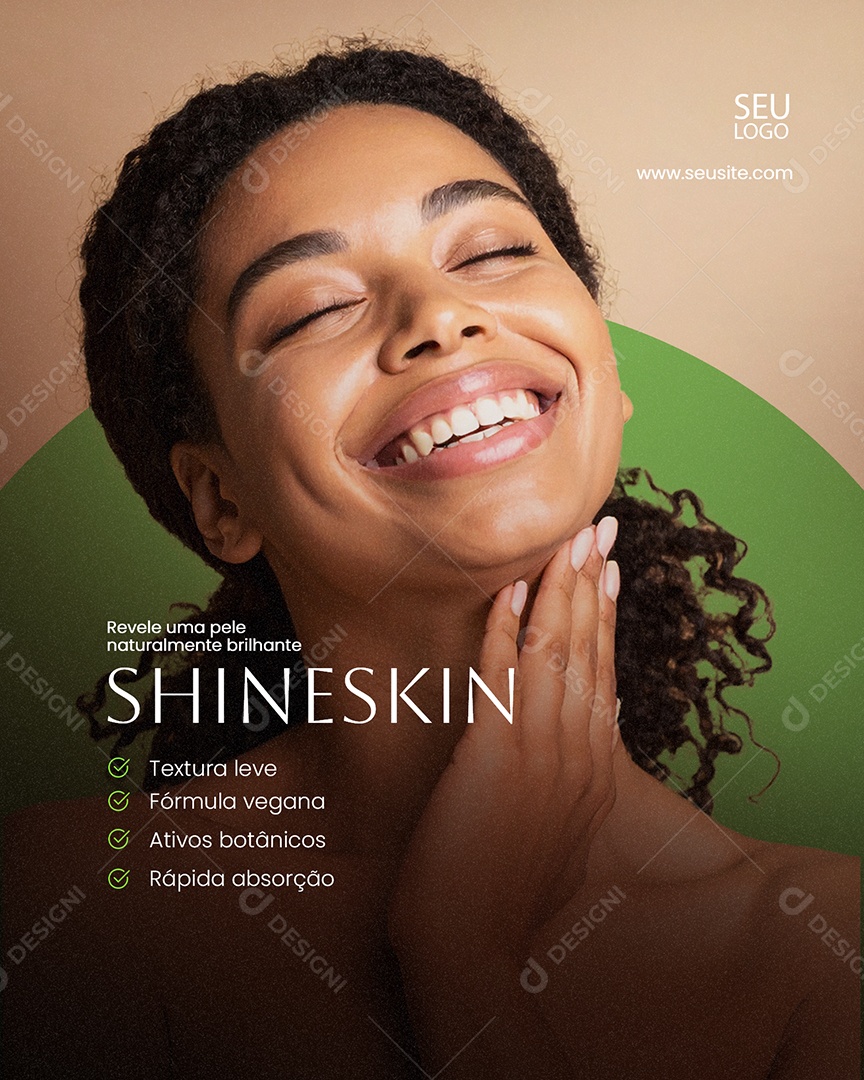 Social Media Revele Pele Brilhante Skincare Feed PSD Editável