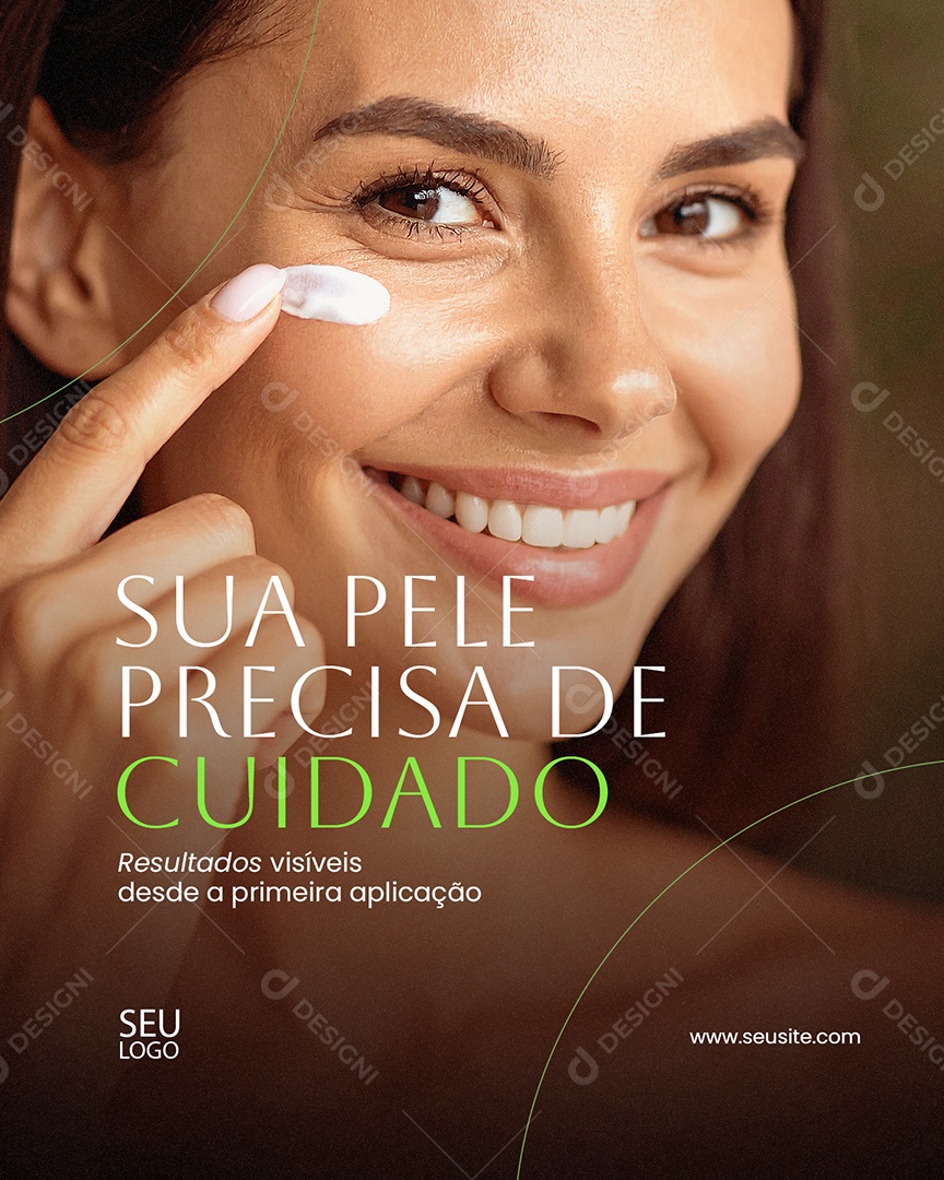 Social Media Sua Pele Precisa de Cuidado Skincare PSD Editável