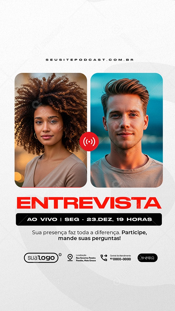 Story Lives Entrevista Ao Vivo Social Media PSD Editável