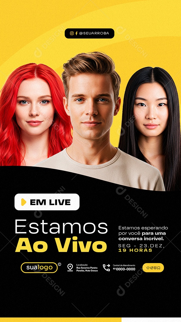 Story Lives Estamos Ao Vivo Social Media PSD Editável