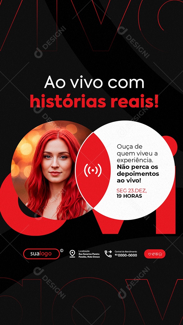 Story Lives Ao Vivo com Histórias Reais Social Media PSD Editável