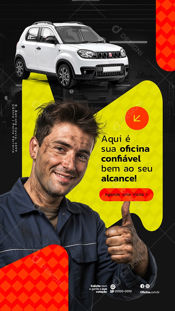 Story Oficina Mecânica Aqui é Sua Oficina Confiável Bem ao Seu Alcance Social Media PSD Editável