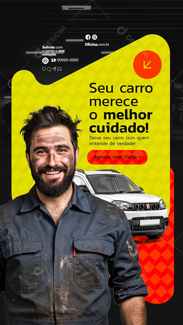 Story Oficina Mecânica Seu Carro Merece o Melhor Cuidado Social Media PSD Editável