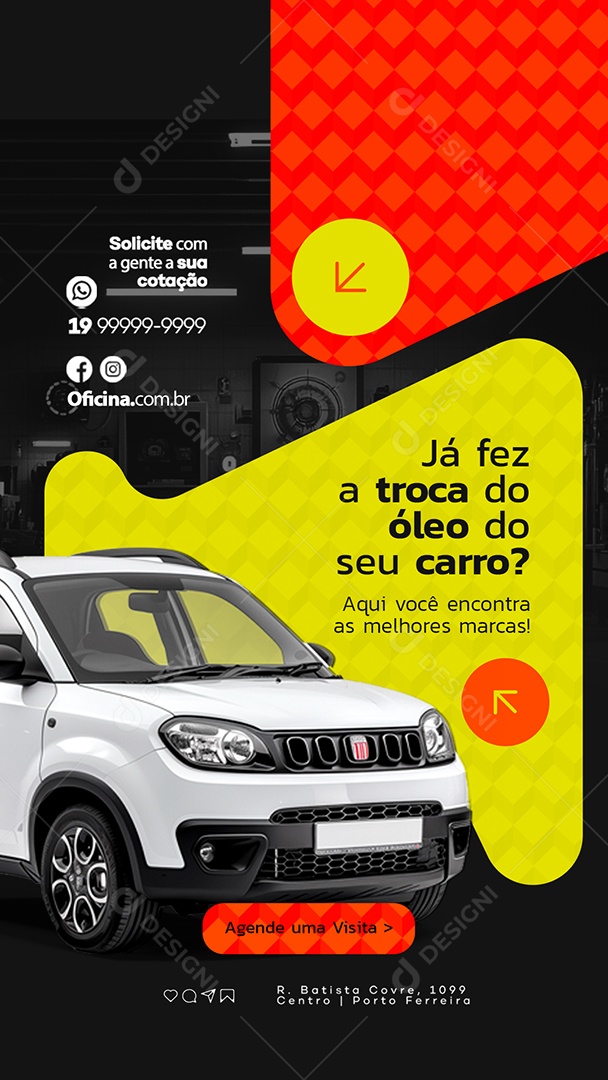 Story Oficina Mecânica Já Fez a Troca do Óleo do Seu Carro Social Media PSD Editável