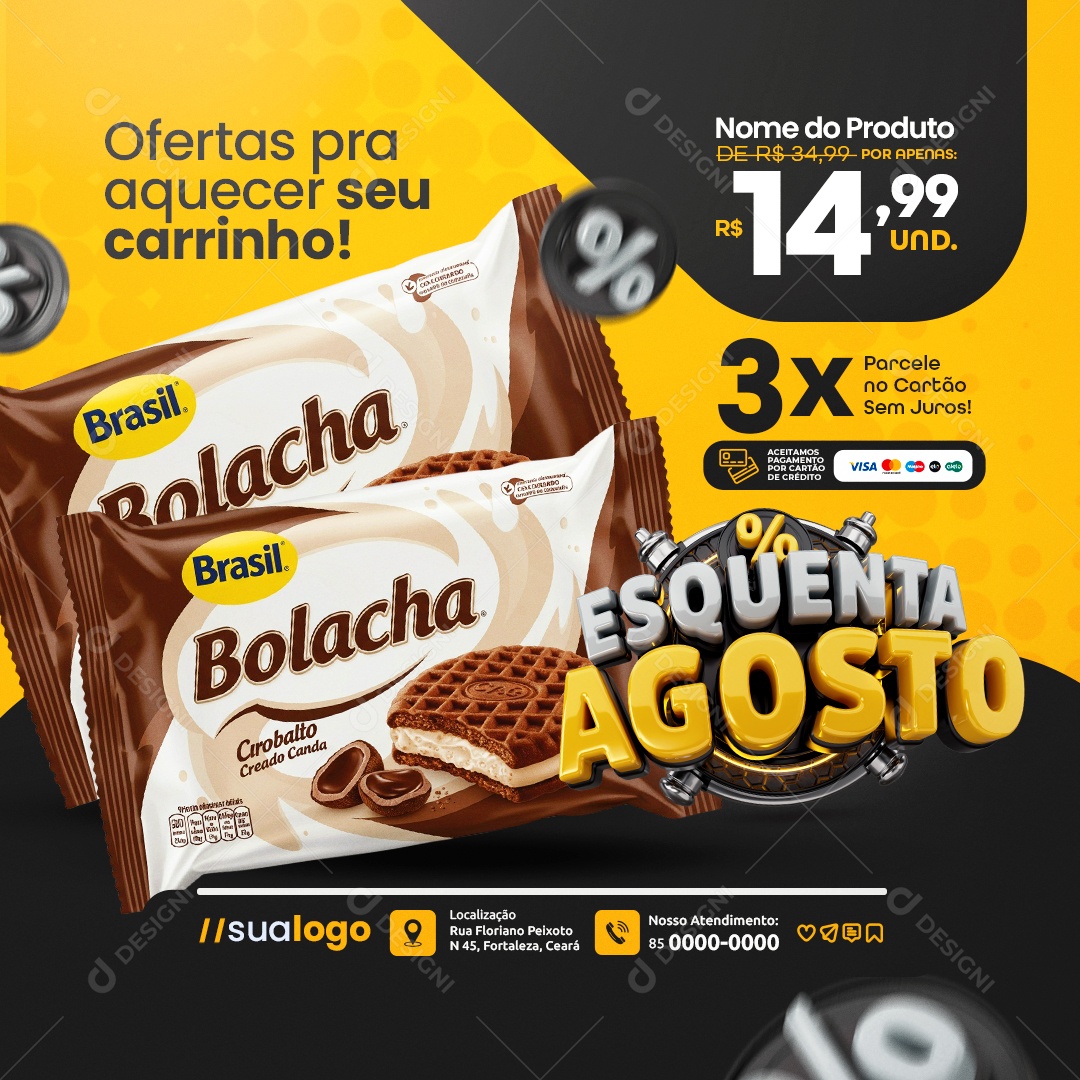 Esquenta Agosto Supermercado Ofertas pra Aquecer seu Carrinho Social Media PSD Editável