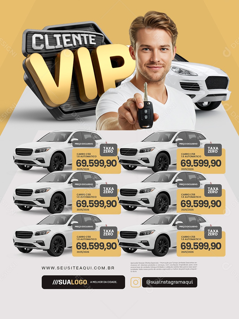 Cliente Vip Concessionária Encarte Carros Taxa Zero Social Media PSD Editável
