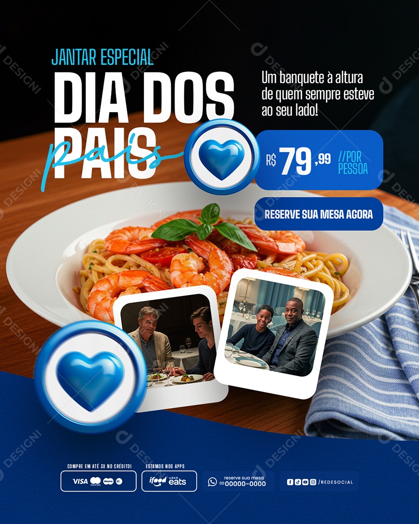 Feliz Dia Dos Pais Jantar Especial Social Media PSD Editável