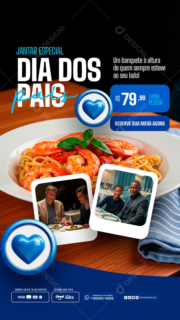 Story Feliz Dia Dos Pais Jantar Especial Social Media PSD Editável