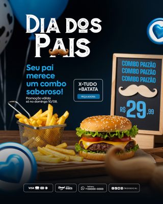 Feliz Dia Dos Pais Lanchonete Social Media PSD Editável