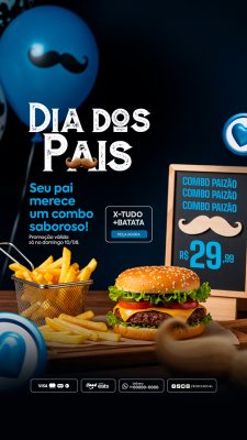 Feliz Dia Dos Pais Lanchonete Social Media PSD Editável
