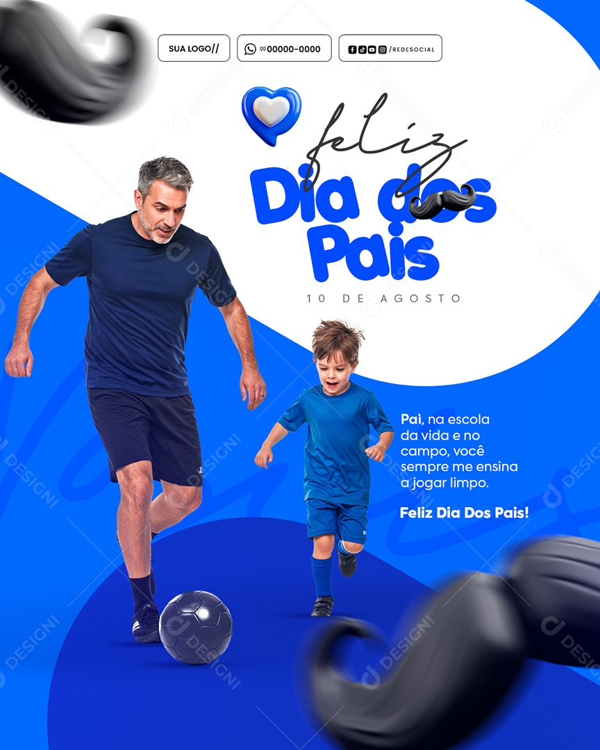 Feliz Dia Dos Pais 11 de Agosto Social Media PSD Editável