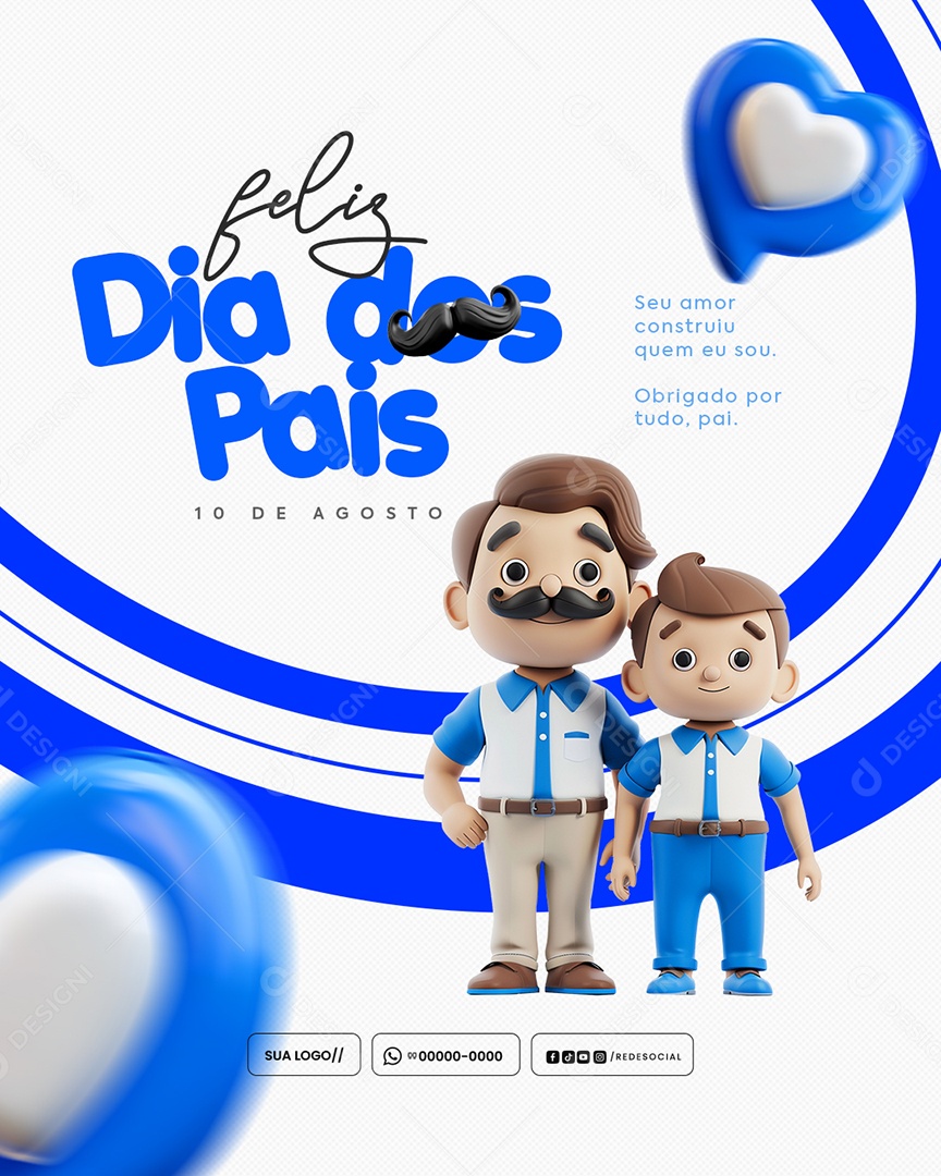 Feliz Dia Dos Pais 11 de Agosto Social Media PSD Editável