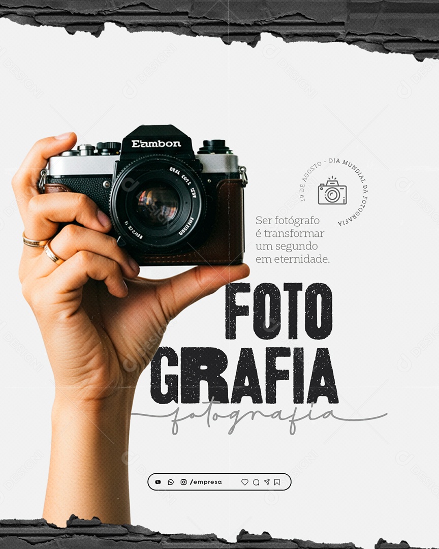 Dia da Fotografia 19 de agosto Parabéns Social Media PSD Editável