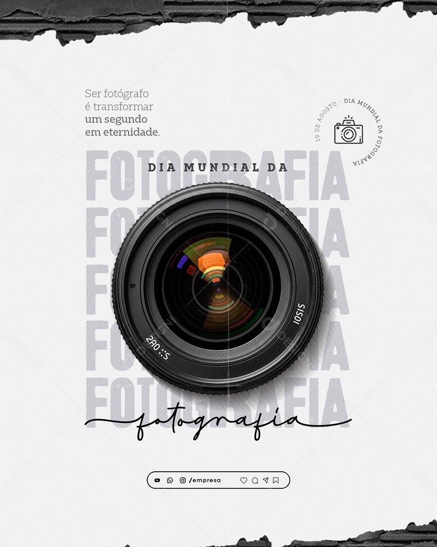 Dia da Fotografia 19 de agosto Parabéns Social Media PSD Editável