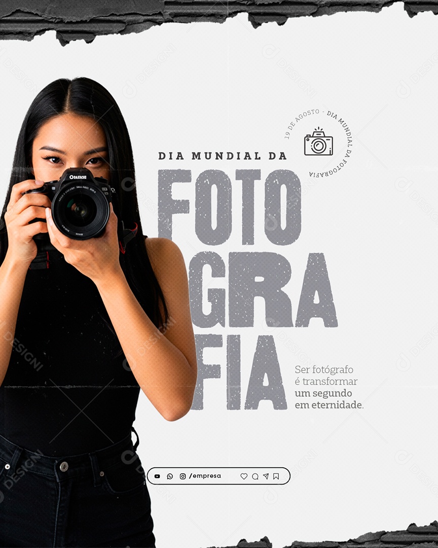 Dia da Fotografia 19 de agosto Parabéns Social Media PSD Editável