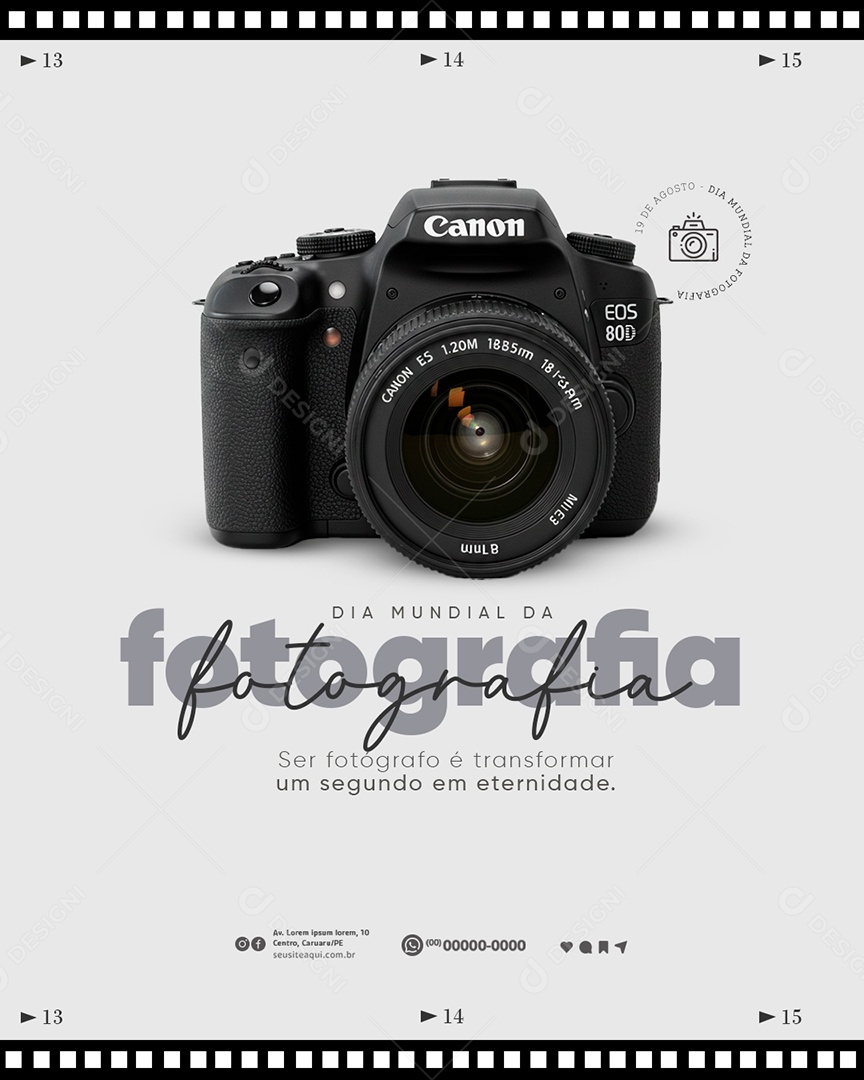 Dia da Fotografia 19 de agosto Parabéns Social Media PSD Editável