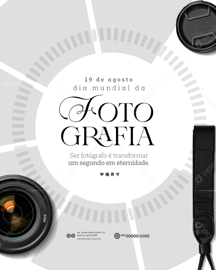 Dia da Fotografia 19 de agosto Parabéns Social Media PSD Editável