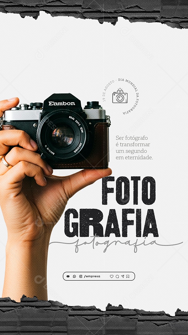 Story Dia da Fotografia 19 de agosto Parabéns Social Media PSD Editável