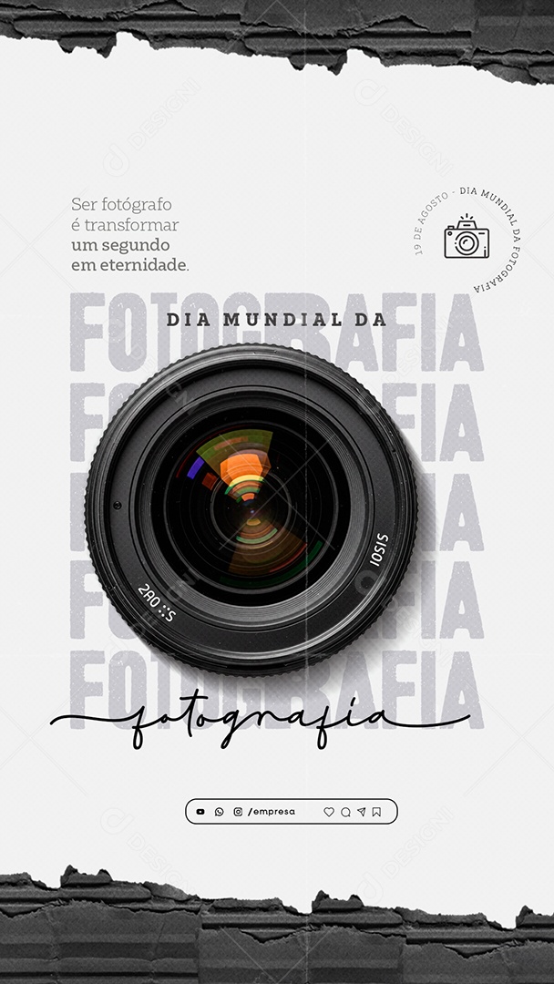 Story Dia da Fotografia 19 de agosto Parabéns Social Media PSD Editável
