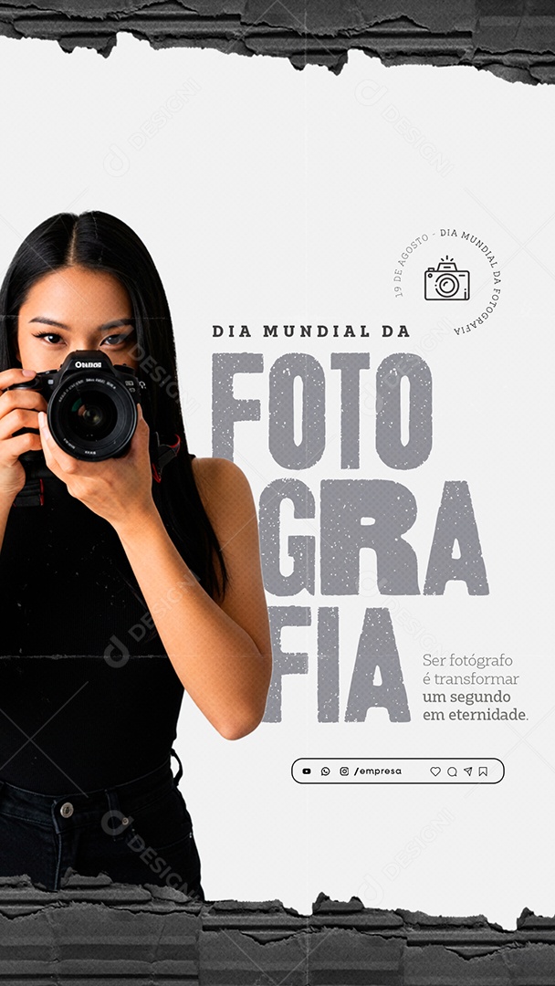 Story Dia da Fotografia 19 de agosto Parabéns Social Media PSD Editável