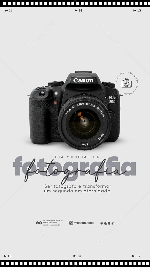 Story Dia da Fotografia 19 de agosto Parabéns Social Media PSD Editável