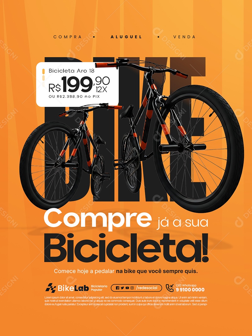 Bicicletaria Compre Já a Sua Bicicleta Social Media PSD Editável