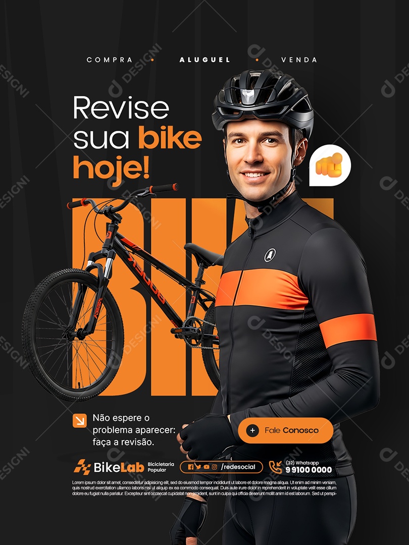 Bicicletaria Revise sua Bike Hoje Social Media PSD Editável