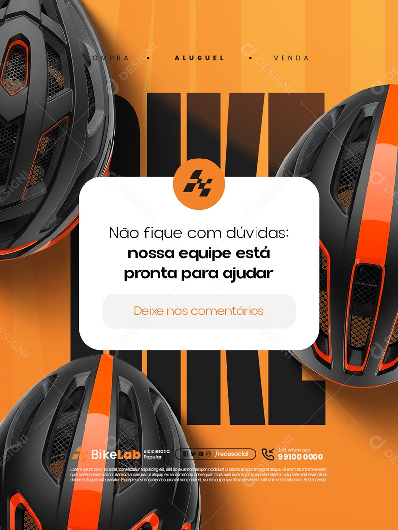 Bicicletaria Não Fique com Dúvidas Social Media PSD Editável