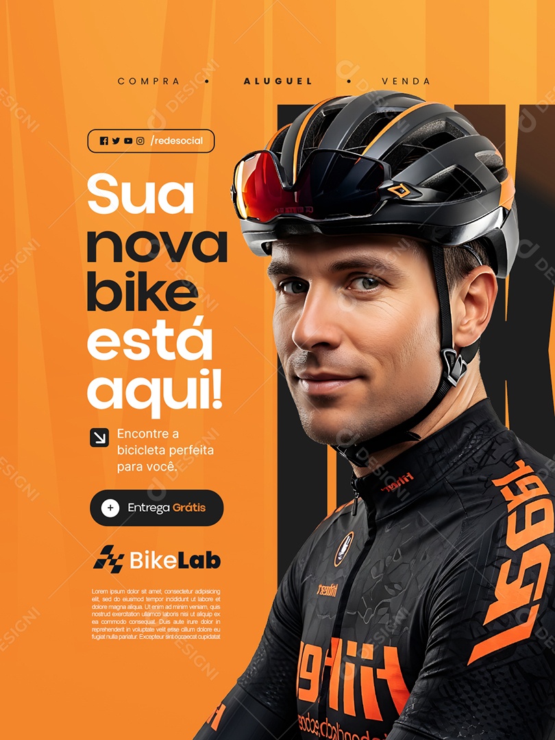 Bicicletaria Sua Nova Bike Está Aqui Social Media PSD Editável
