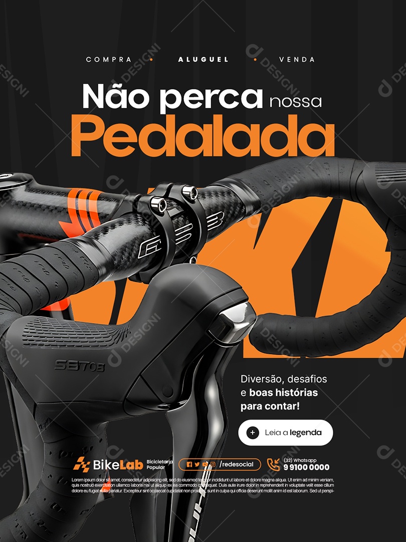 Bicicletaria Não Perca Nossa Pedalada Social Media PSD Editável