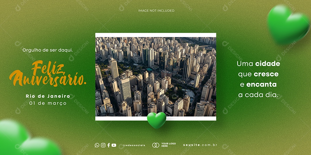 Banner Parabéns Cidade Social Media PSD Editável