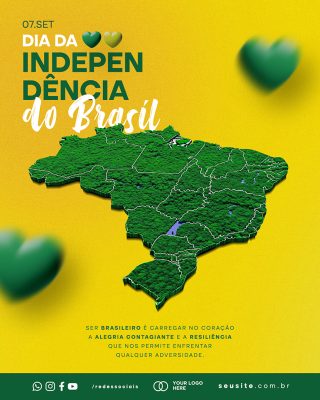 Dia da Independência do Brasil 7 de Setembro Amarelo Social Media PSD Editável