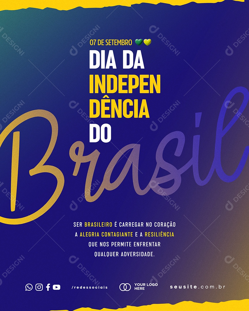 Dia da Independência do Brasil 7 de Setembro Azul Social Media PSD Editável