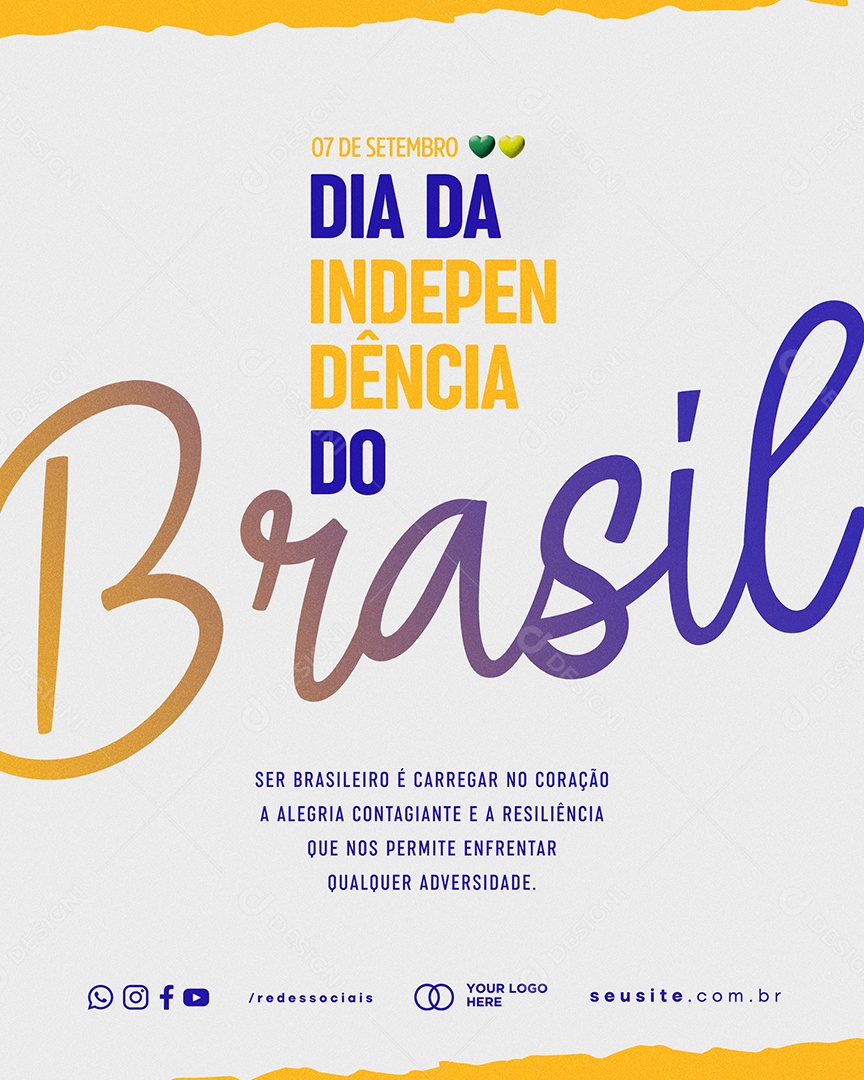 Dia da Independência do Brasil 7 de Setembro Branco Social Media PSD Editável