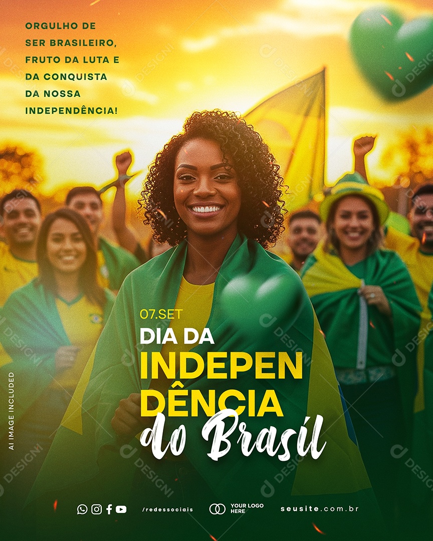 Dia da Independência do Brasil 7 de Setembro Orgulho de Ser Brasileiro Social Media PSD Editável